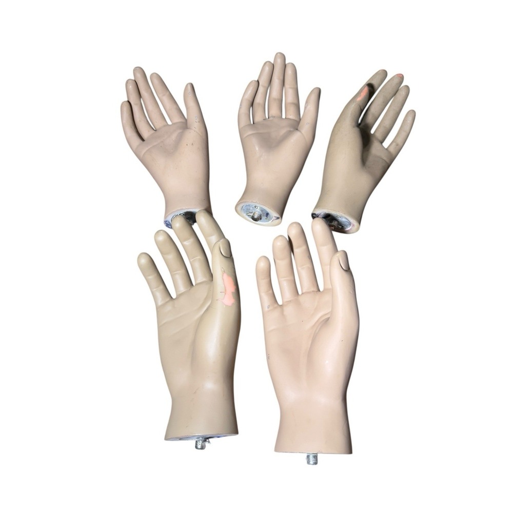 Lot of 5 Vtg Mannequin Hands Display Props Art Decor Creepy Oddities Life Size